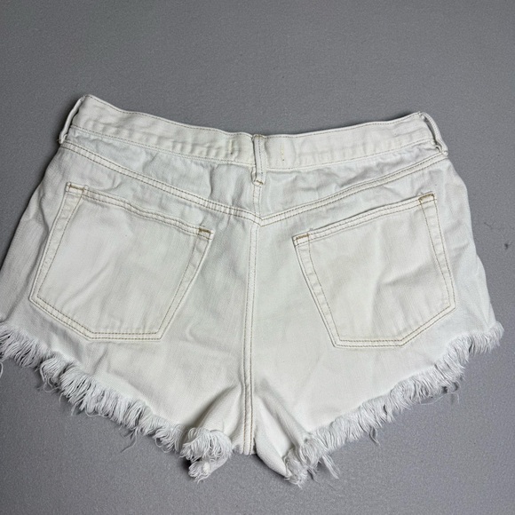 We the Free Shorts FP Movement Button Fly Denim Raw Hem Jean Beige White size 30 - Picture 2 of 8